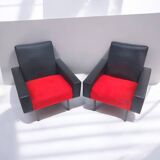 Retro armchair in black and red skai (1)