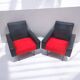 Fauteuil retro en Skaï noir et rouge (1)