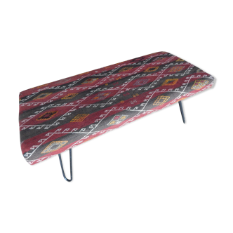 Ottoman Kilim bench with hairpin legs