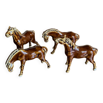 Chevaux céramique émaillée
