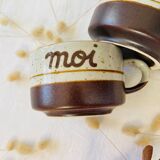 Duo de tasses grès vintage « Toi & Moi »