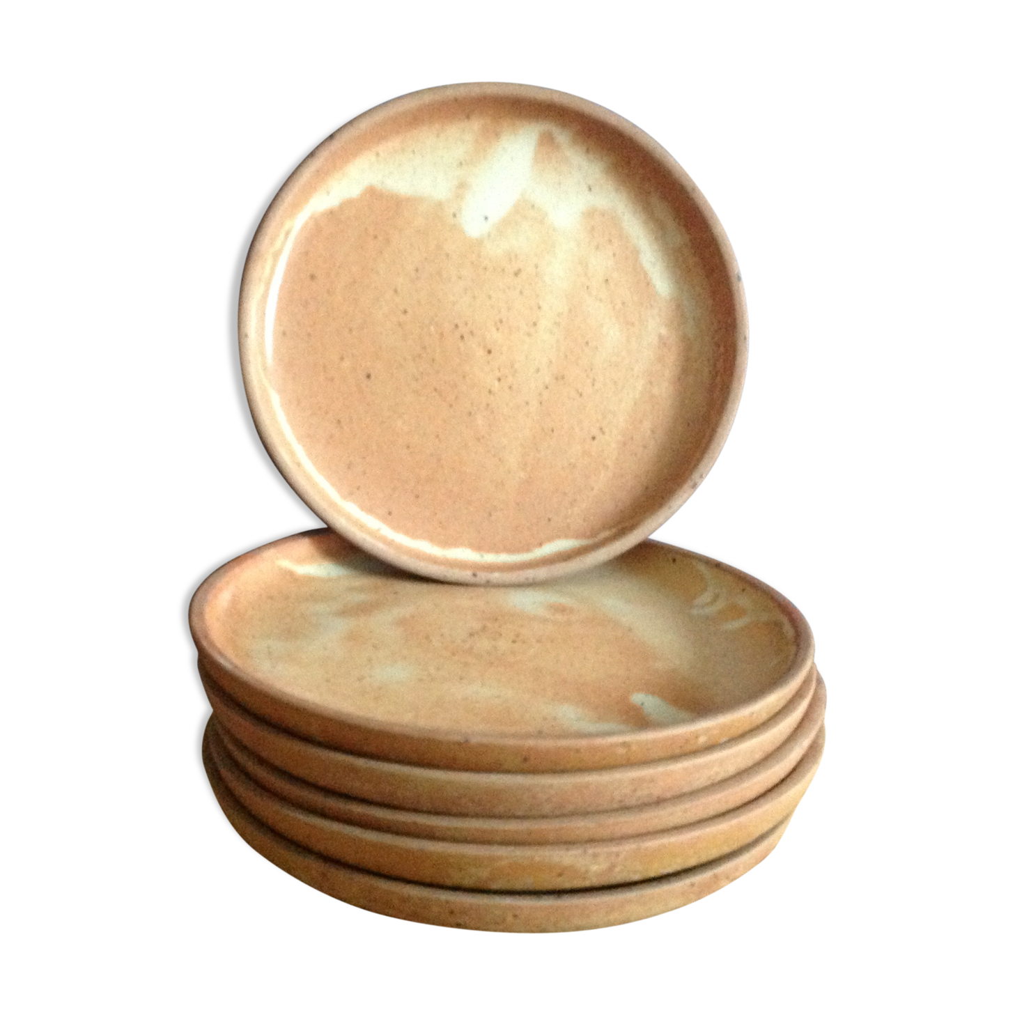Série de 6 assiettes plates en grès