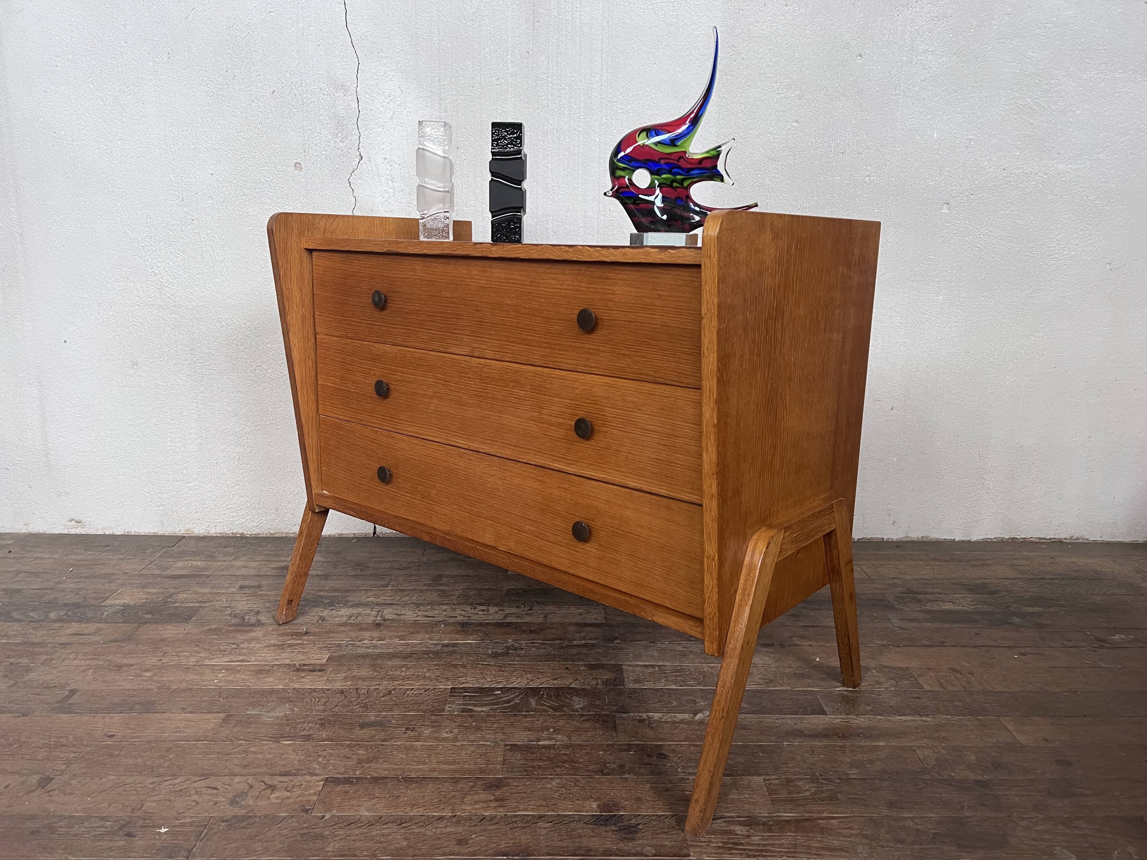 Beautiful vintage chest of drawers compass feet 1950 light oak