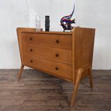 Beautiful vintage chest of drawers compass feet 1950 light oak