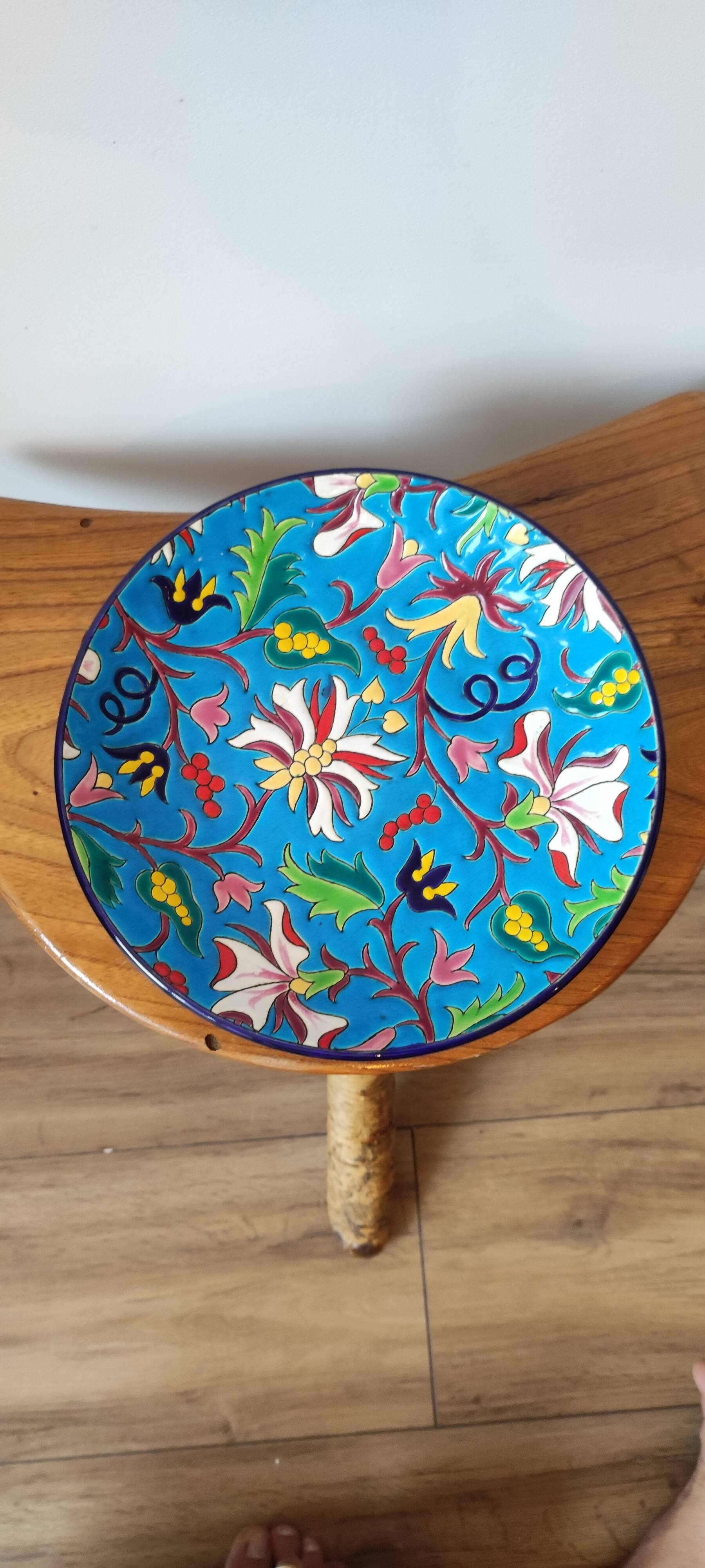 Numbered hollow dish in Longwy emaux.