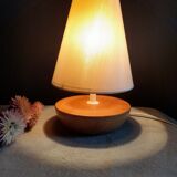 Table lamp blond wood and ecru fabric