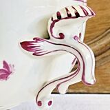 Antique large Gien vegetable soup tureen, pink landscape model, 1938/1960