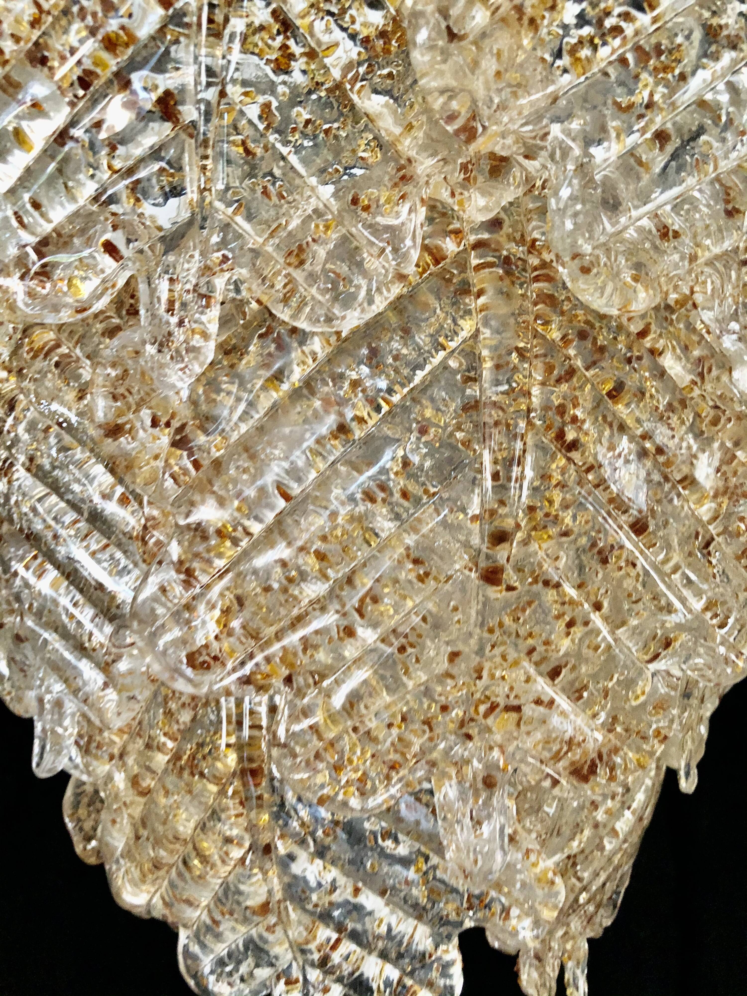 Golden Mazzega amber ice frost candlestick