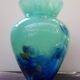 Ancien vase cristallerie la rochere multicouche vert & bleu vintage