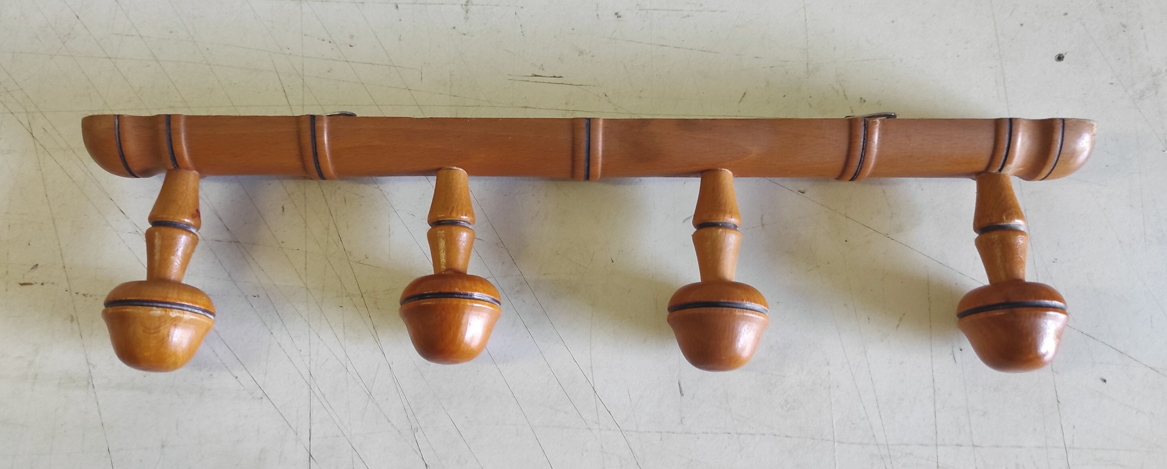 Solid wood coat rack turned in a bamboo style - mid 20th century.