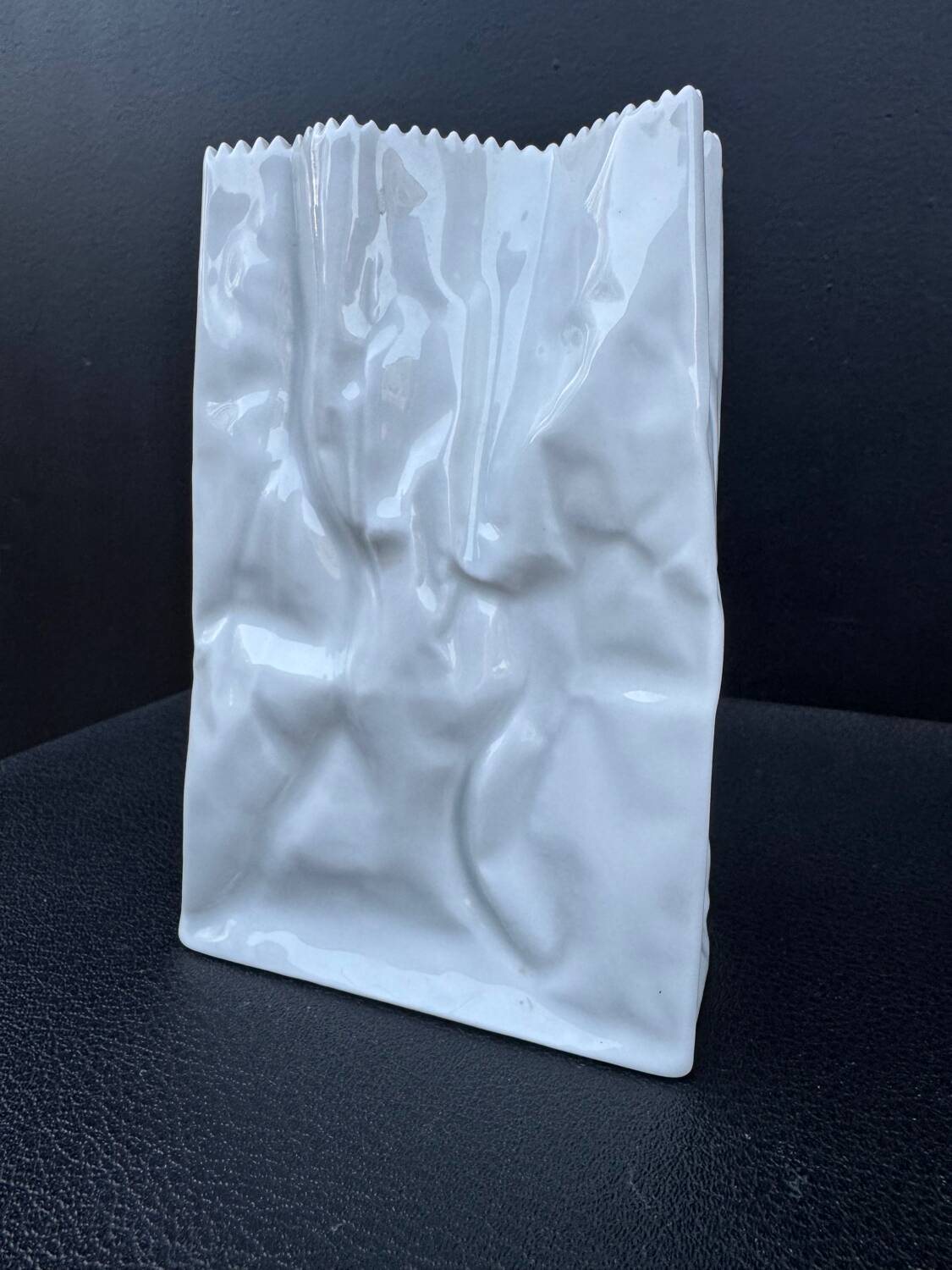 "Paper bag" vase by Tapio Wirkkala, Rosenthal, 1970s.
