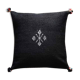Coussin marocain noir à pompon en coton