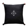 Black Moroccan cushion with cotton pompom