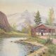 Painting „The Chalet at the Mountain Stream”, Scandinavian design, 1970s