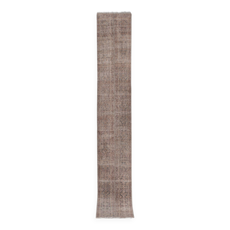 Vintage Turkish Oushak Handwoven Rug 55x373 cm