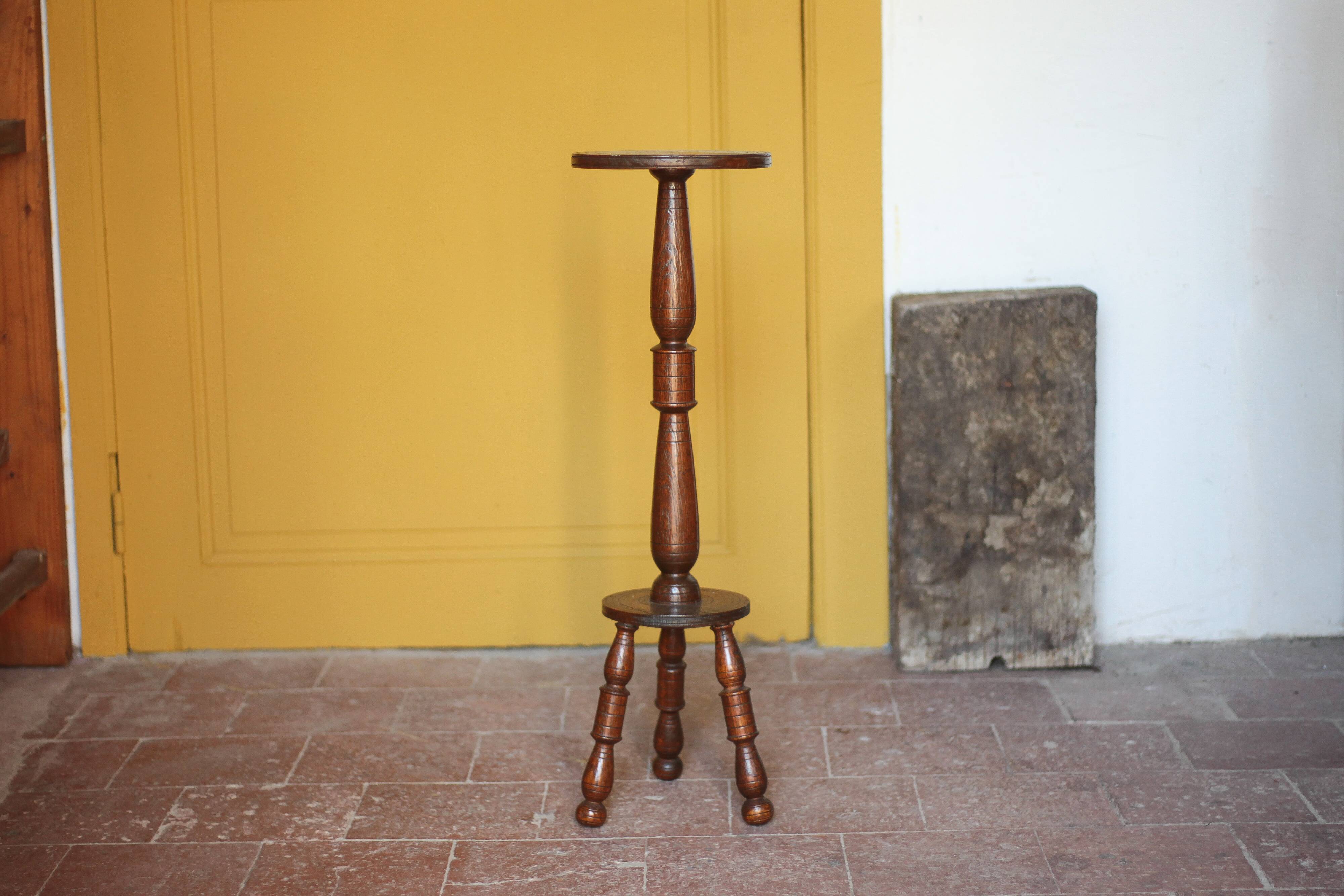 vintage wooden pedestal, Art Deco pedestal, column wood