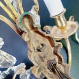 2-light bronze and crystal wall lamp