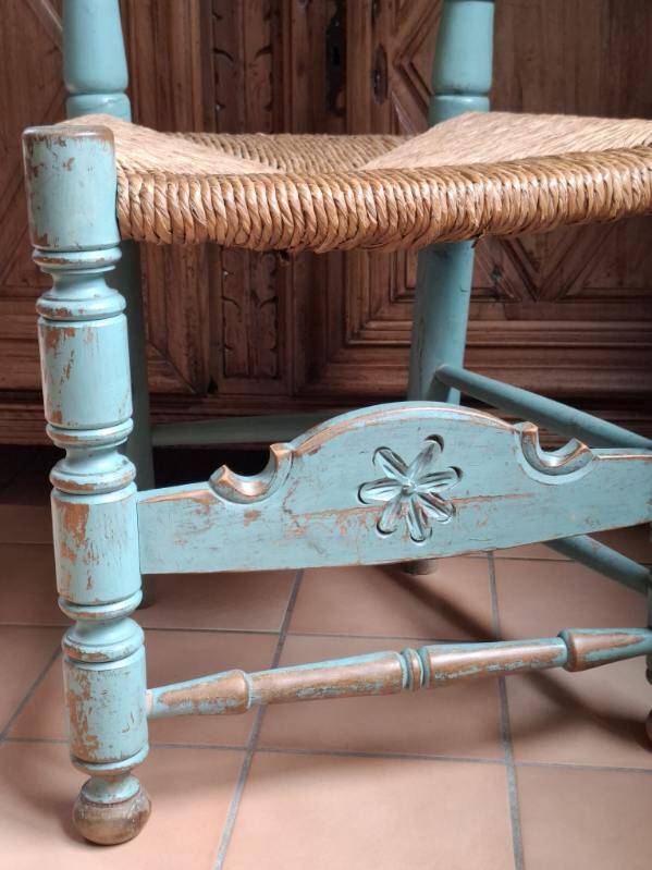 vintage turquoise wooden chairs