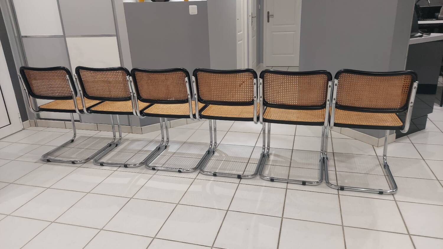 Suite de 6 chaises modèle Cesca B32 par Marcel Breuer vintage 1993