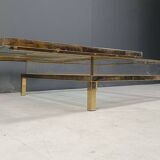 Vintage brass sliding top display coffee table, 1970s