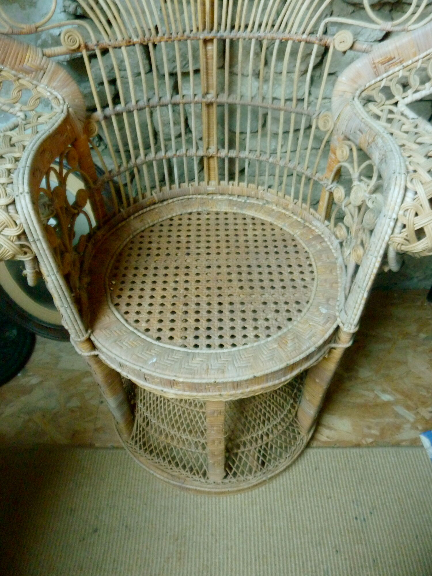 Emmanuelle armchair in rattan of the 1970s