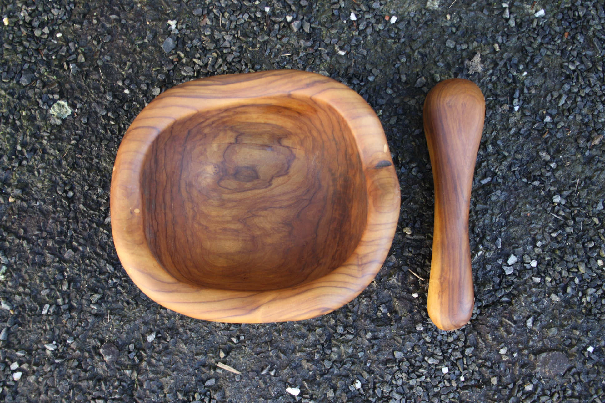Rustic olive wood mortar