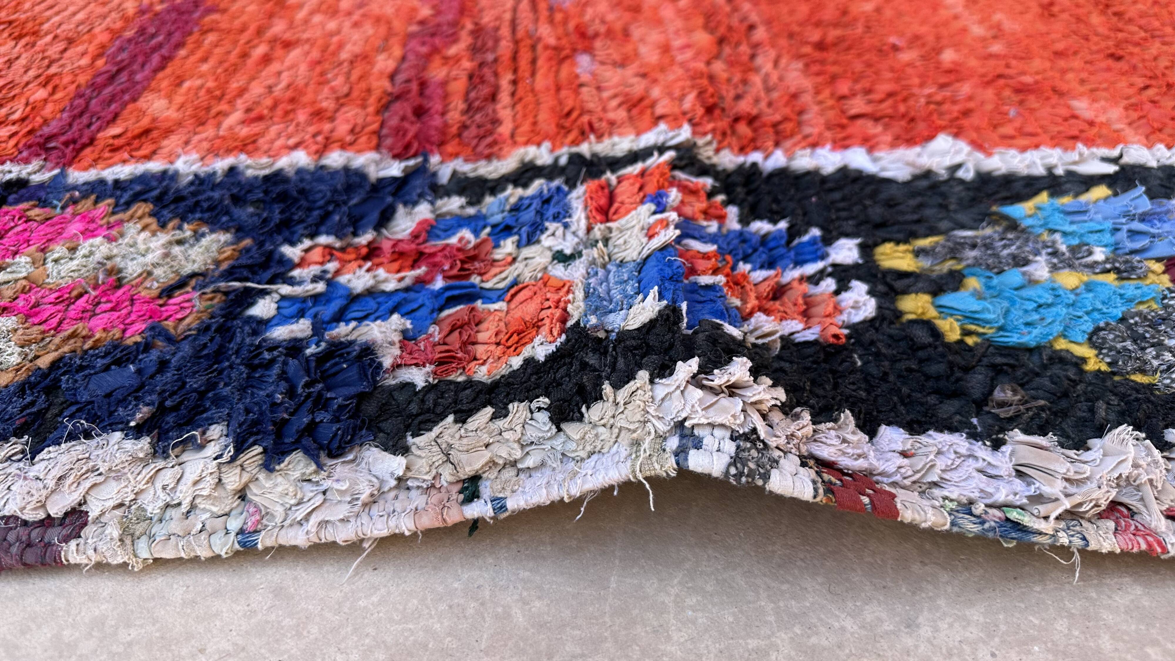 Moroccan carpet boucherouite colored - 139 x 207 cm