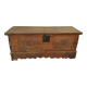Antique marriage chest castle 17th century solid oak