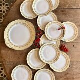 Vintage cake service l'Amandinoise in yellow and gold