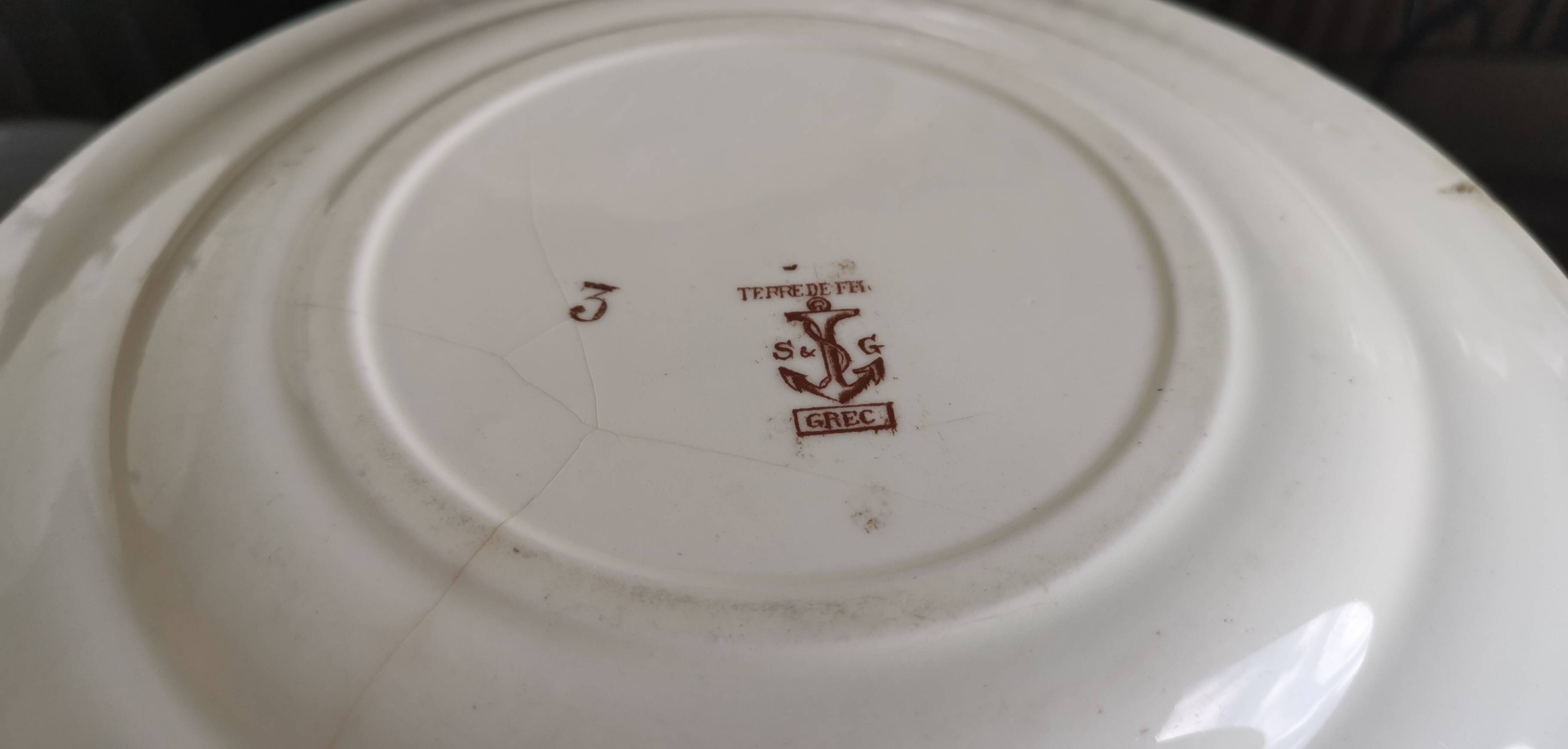 4 old mismatched plates Gien, St Amand, K&G Lunéville