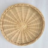 Round rattan tray