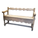 Vintage storage bench in natural wood