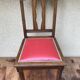Pair of old chairs art deco in sculpted wood & vintage red leather seat