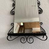 Vintage entrance mirror wrought iron with tablet  38x105cm