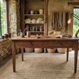 Pine farmhouse table ● Honey patina & Zebra grain