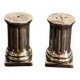 Salt and Pepper Shaker Doric Column Fluted Silver-Plated Metal Neo-Classical