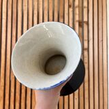 Blue ceramic diabolo vase, 1950