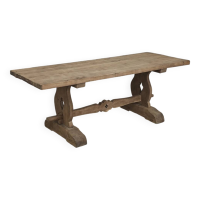 Grande table de monastère en orme 19 ème plateau massif