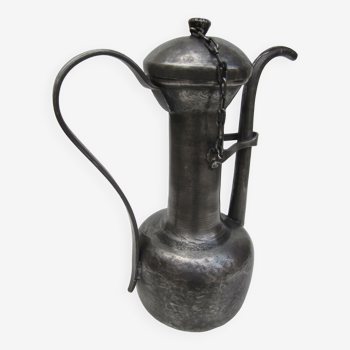Ewer, pewter jug with lid