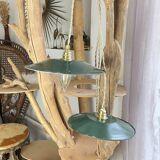 Vintage lampshade in green enamelled sheet metal, customizable