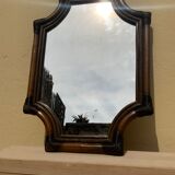 Large format retro decorative vintage wicker and rattan wood mirror