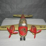 Old metal Joustra toy; propeller aircraft with its pilot friction mechanism