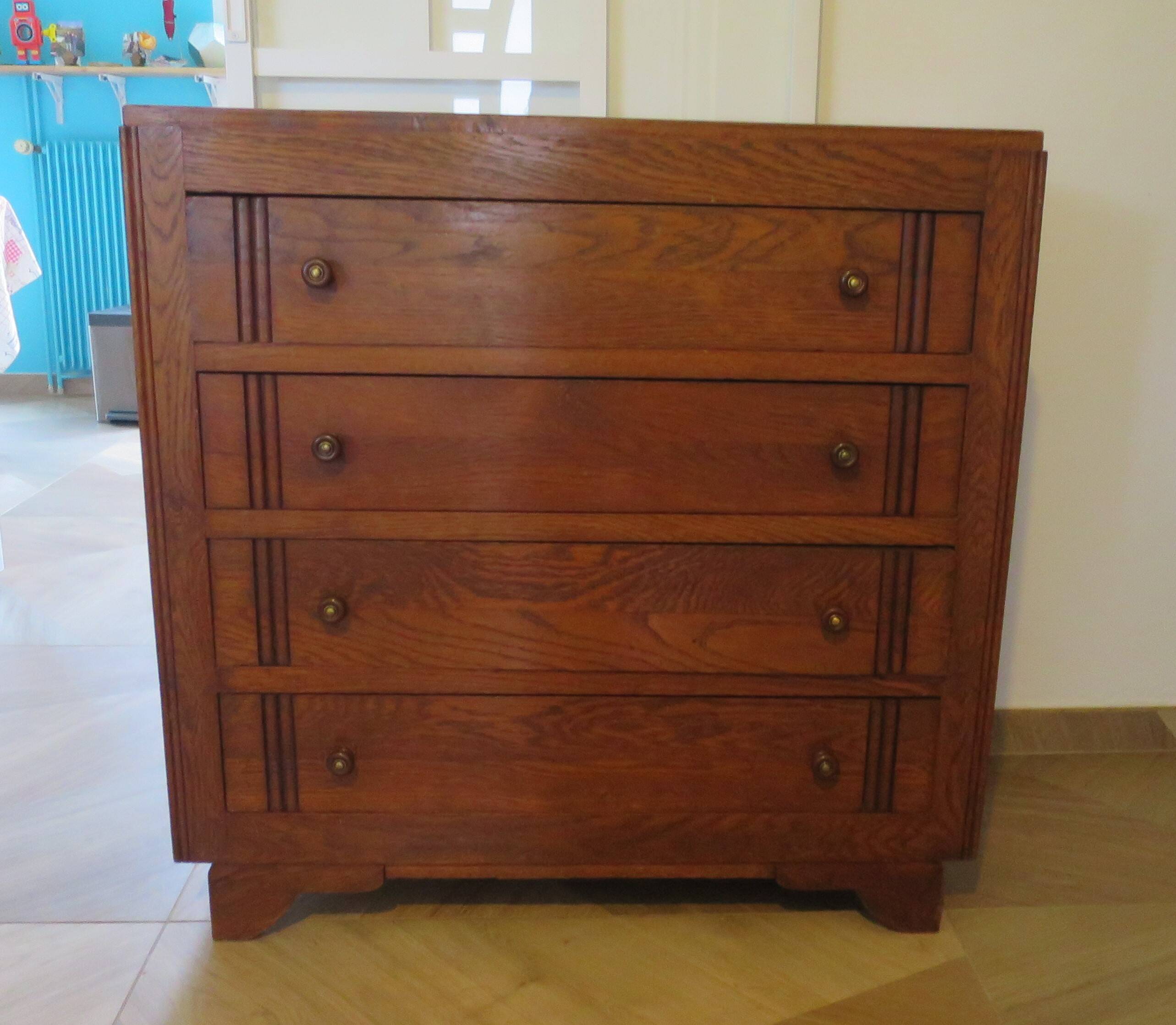 Rare - Jolie commode 4 tiroirs -Vintage - Frêne - Années 50