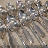 12 silver plated dessert spoons, goldsmith Alfenide, St LXVI pearls
