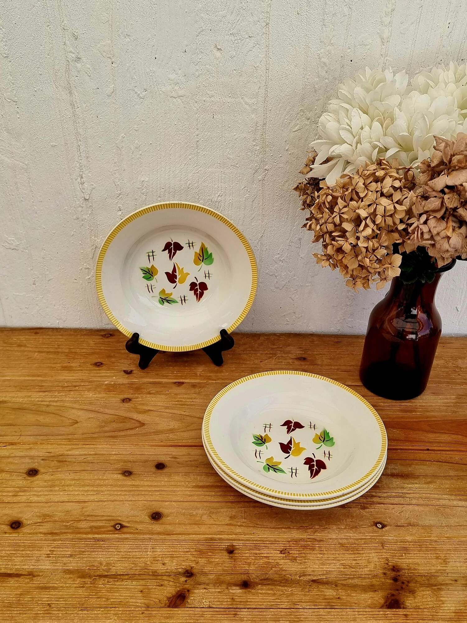 Lot de 4 assiettes creuses Digoin Sarreguemines modèle Sirocco