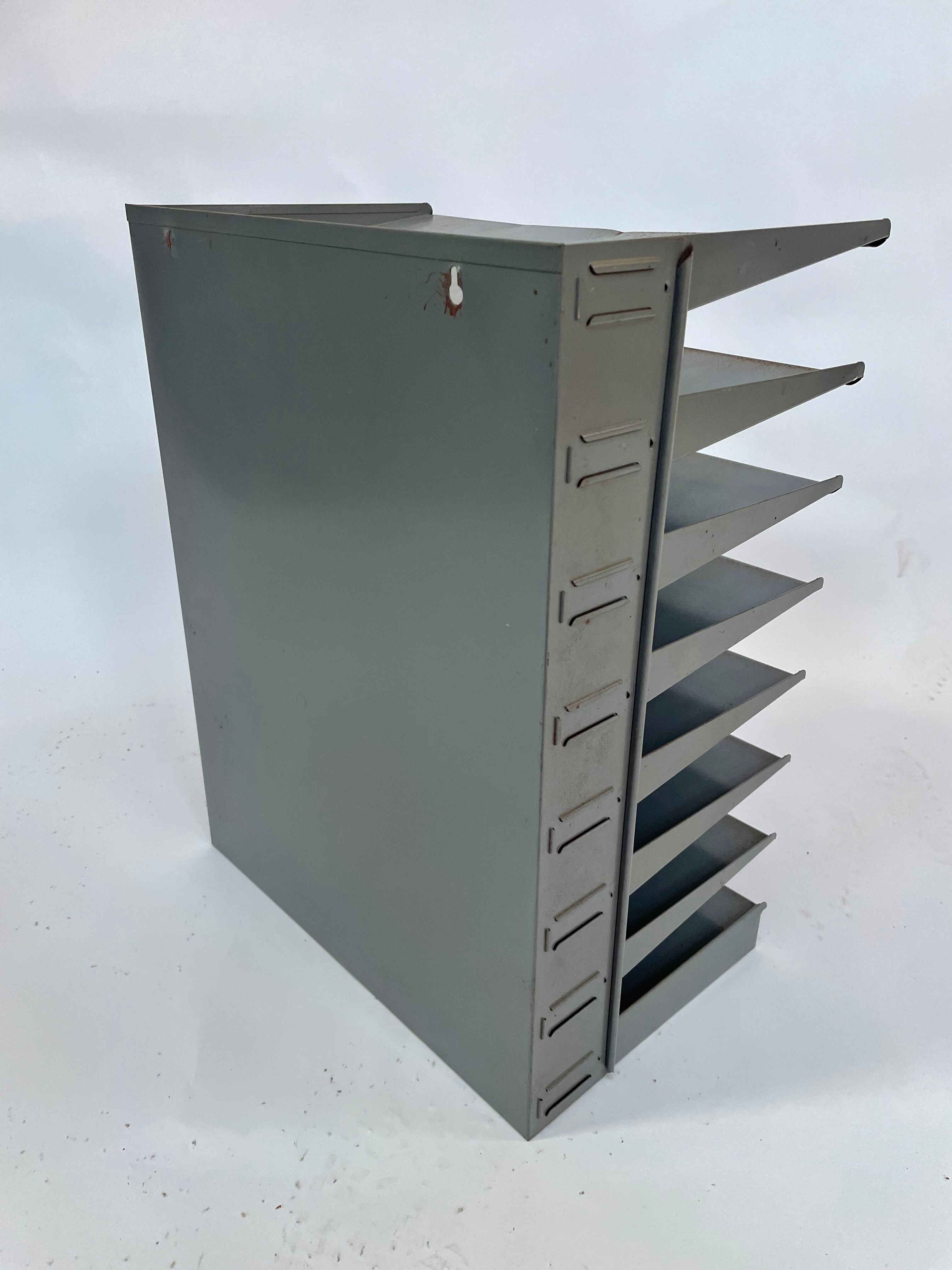 Vintage sorting bin, mailbox industrial 8 compartments 60s design