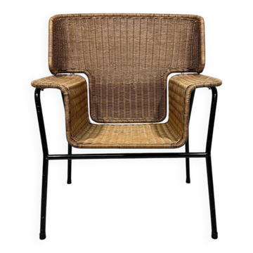 Chaise en rotin Wouter Fens Gebr. Jonker Pays-Bas années 1960