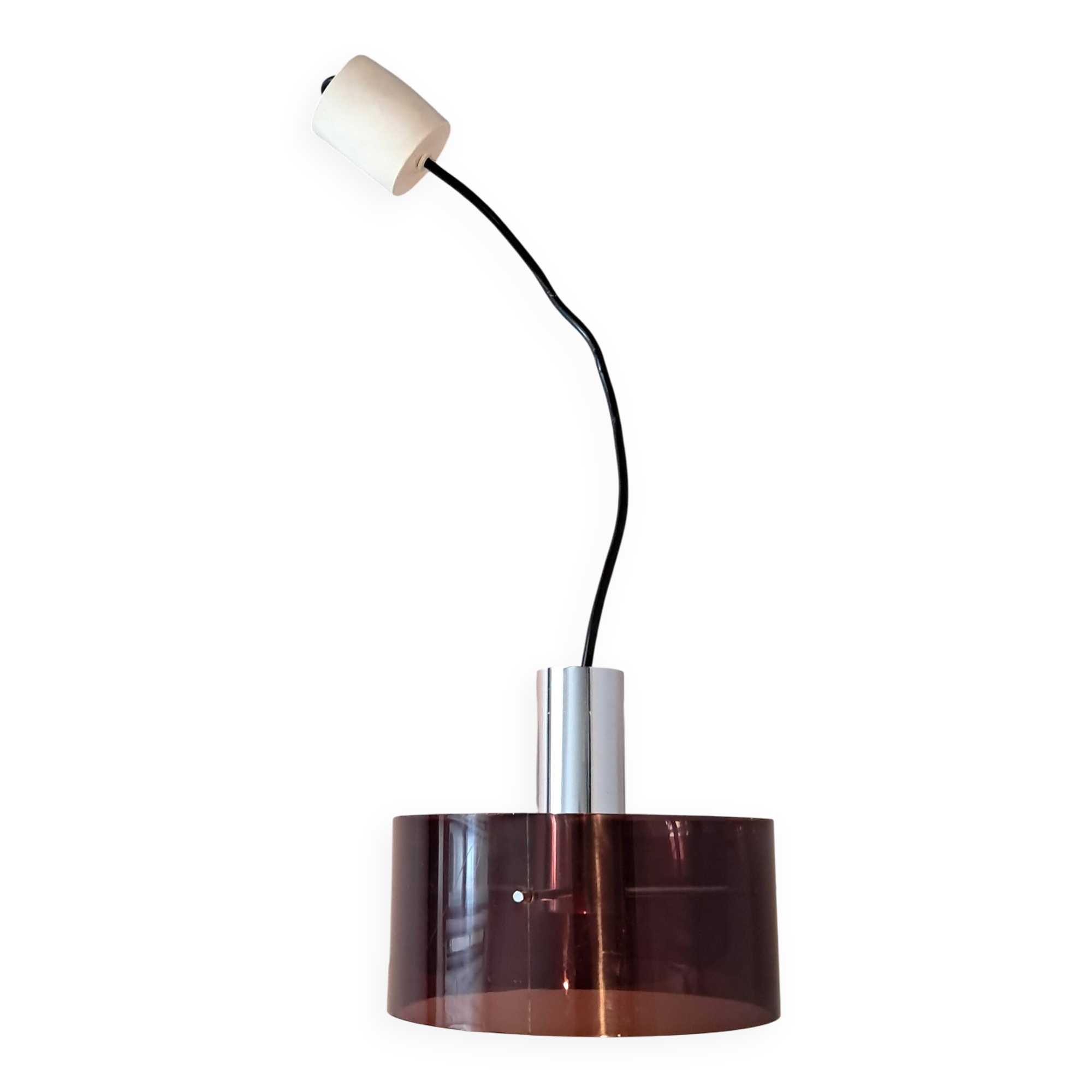 Oxar 1970 pendant light in smoked brown pvc.