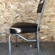 Old chair metal chrome & skaï brown 70s vintage