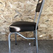 Old chair metal chrome & skaï brown 70s vintage